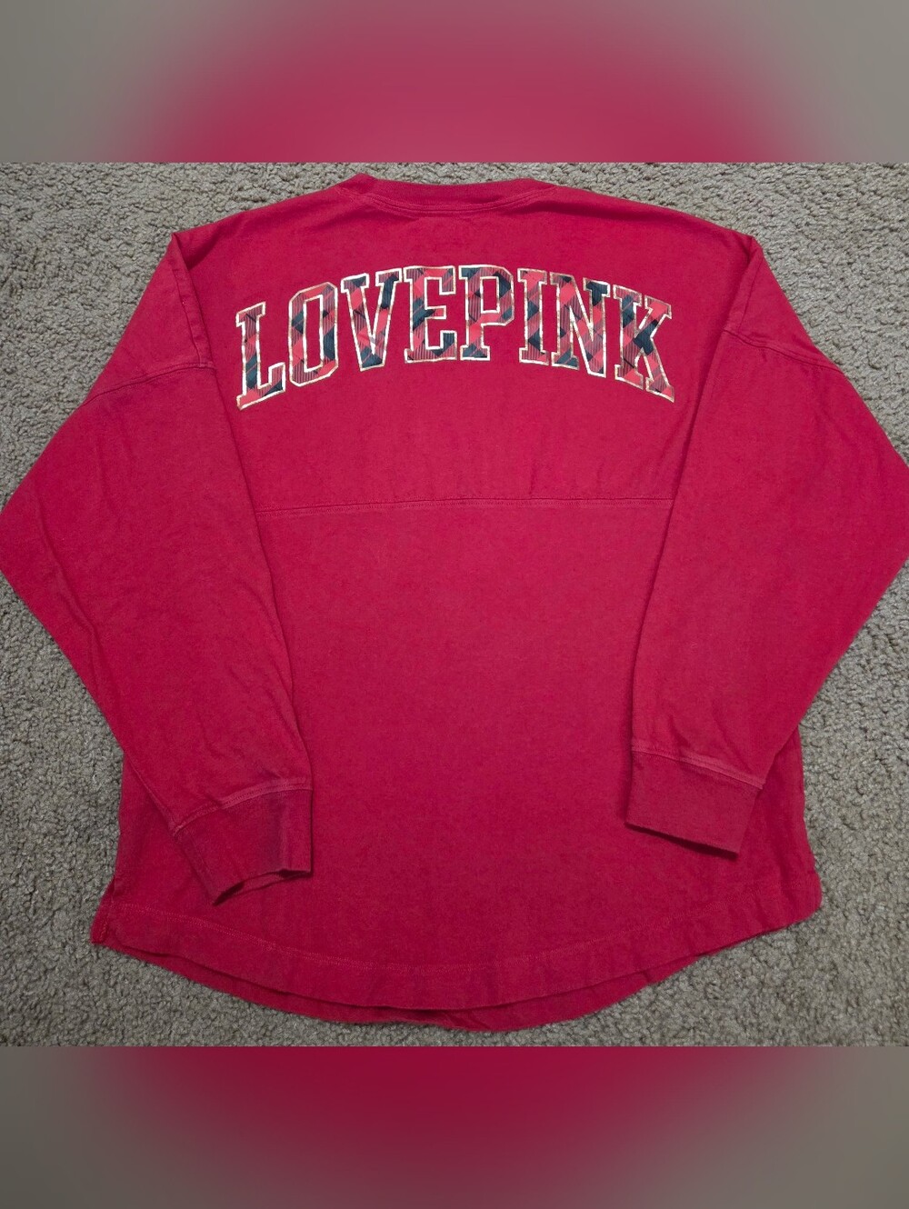 PINK Victoria's Secret Oversized Plaid Spellout Long Sleeved Tee.